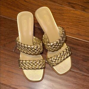 Michael Kors Metallic Gold Braided Sandals